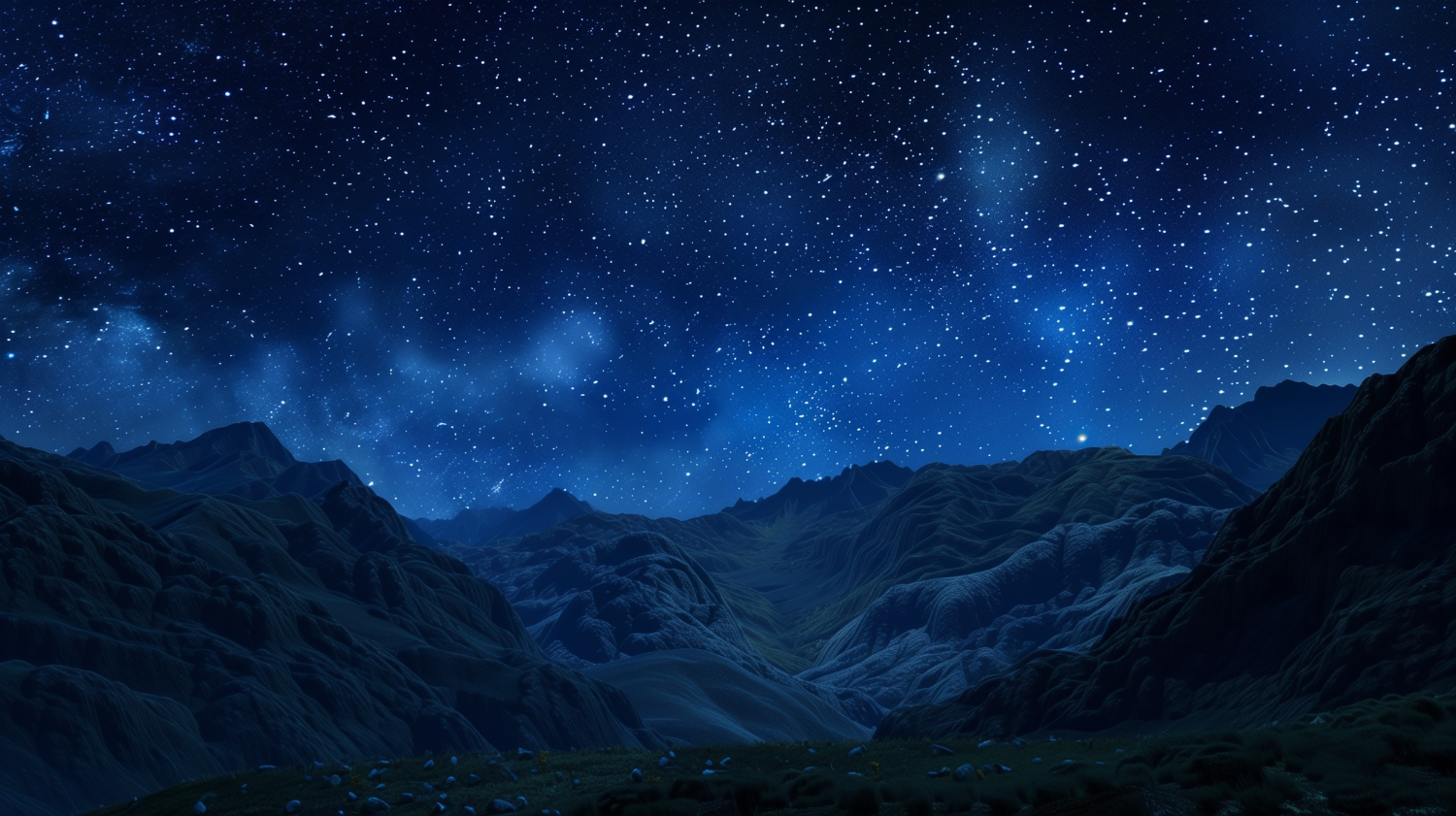 Starry night mountain landscape